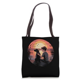 Local Boy Black Lab Marsh Scene Sunset Vintage Country Tote Bag
