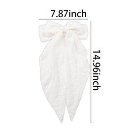 Large White Bow Hair Clip for Girls Women Elegant Bow Barrette with Long Tails French Hair Accessory for Girls Bow Hair Claw Accessories for Birthday Weeding Party