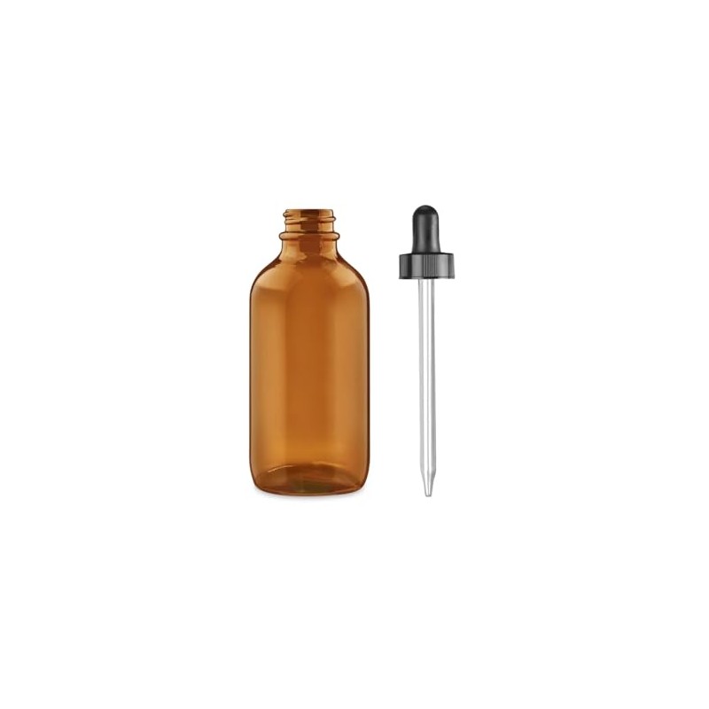 United Scientific™ 4oz (120mL) Leakproof Flint Glass Dropper Bottles, Amber