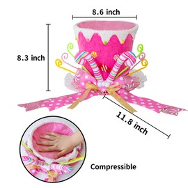 Christmas Tree Topper Hat, Candy cane Tree Topper, Tree Topper Christmas Decorations with Bow Ribbon Christmas Tree Ornaments for Home Decor Xmas Gift