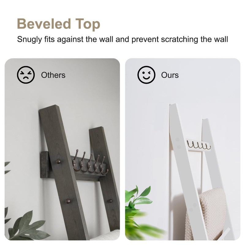TEAKMAMA 6-Tier Blanket Ladder for Living Room and Bedroom,5.4 Ft