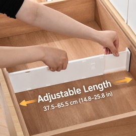 Adjustable Drawer Divider with Locking Clips for Dresser, Closet & Clothing Organization