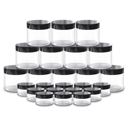 12 Pack 4 oz Plastic Cosmetic Containers With Gold Lids Refillable Clear Empty Travle Jars Containers for Body Butter,Sugar Scrubs,Cream,Lotions,Candy, Label&Spatulas