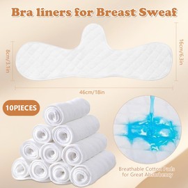 Pack of 10 Bra Inserts, Bra Inserts Against Sweat, Reusable, Cotton Bra Inserts for Sweat Rash, Sweat Inserts, Under the Bust, Sweat Absorber Pads for Women, Anti Wrinkle, Washable, 20, M