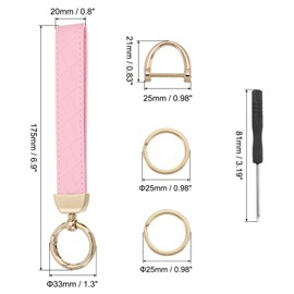 PATIKIL Leather Wristlet Keychain, Key Chain Holder Key Fob Wristband with 2 Key Ring and Anti-Lost D Ring for Men Women Purse Car Keys, Gold/Pink