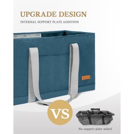 WONDAY Large Stand Up Utility Tote Bag, Reusable Grocery Bags Foldable with Waterproof Bottom (Dark Blue, X-Large)