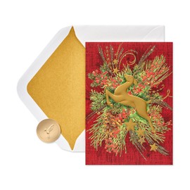 Papyrus Holiday Cards Boxed with Envelopes, Warm Wishes, Gold Reindeer (12-Count)