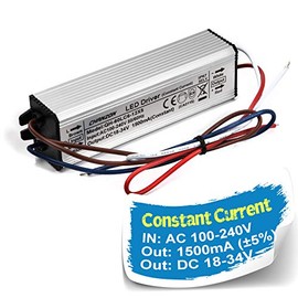 Chanzon LED Driver 1500mA (Constant Current Output) 18V-39V (in:100-240V AC-DC) (6-12) x5 30W 40W 50W 60W IP67 Waterproof High Power Supply 1500 mA Lighting Transformer for 50 W COB Chips (Aluminium)