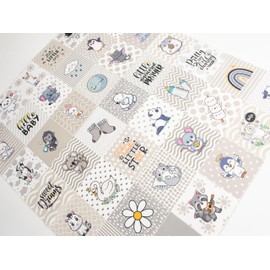 Lalikul Fabrics Grey. Cotton Charm Packs, Fat Quarters Bundles, 42 Different Motifs. Ideal for Quilts, Sewing, Blankets, and I Spy Games for Kids, 36" x 31" Continuous Panel