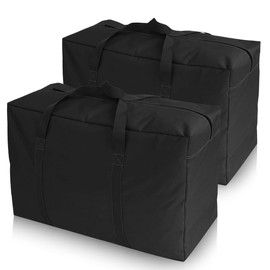 RJUP Extra Thick Storage Bag 85L – Heavy Duty Moving Bags, Moving Storage Container, Christmas Tree Storage Bag, Pack of 2, Versatile Storage Bag for Home, Travel, Camping, and Organization, Black