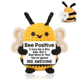 QXCFTW Funny Positive Bee, Positive Crochet Animals, Affirmation Bee Gifts for Women Girl Men Friend