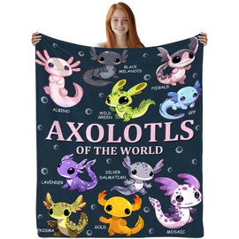 Axolotl Blanket for Girls Boys, Axolotl Gifts for Girls Boys, Axolotls of The World Blanket, Axolotl Lover Gifts Blanket, Axolotl Throw Blanket, Salamander Gifts Flannel Home Decor 50''x 60''