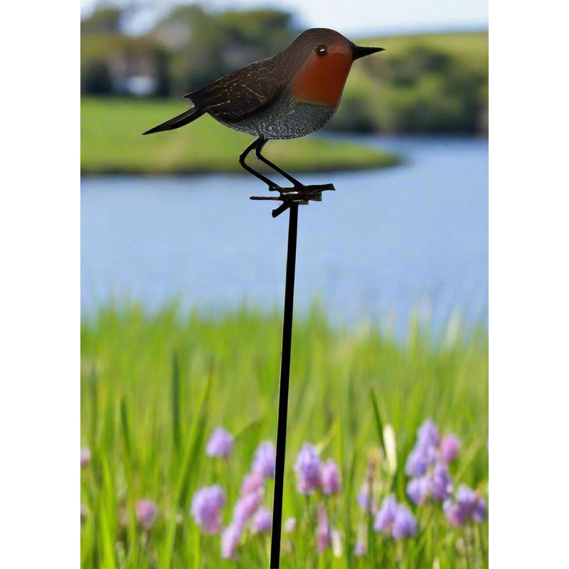 Garden Metal Bird Stake Decoration, Robin Design, Outdoor Decorative Yard