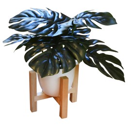 10" Artificial Monstera Plant with Wood Stand
