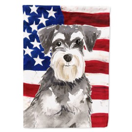 Caroline's Treasures CK1722CHF Patriotic USA Schnauzer #2 House Flag Large Porch Sleeve Pole Decorative Outside Yard Banner Artwork Wall Hanging, Polyester, House Size, Multicolor