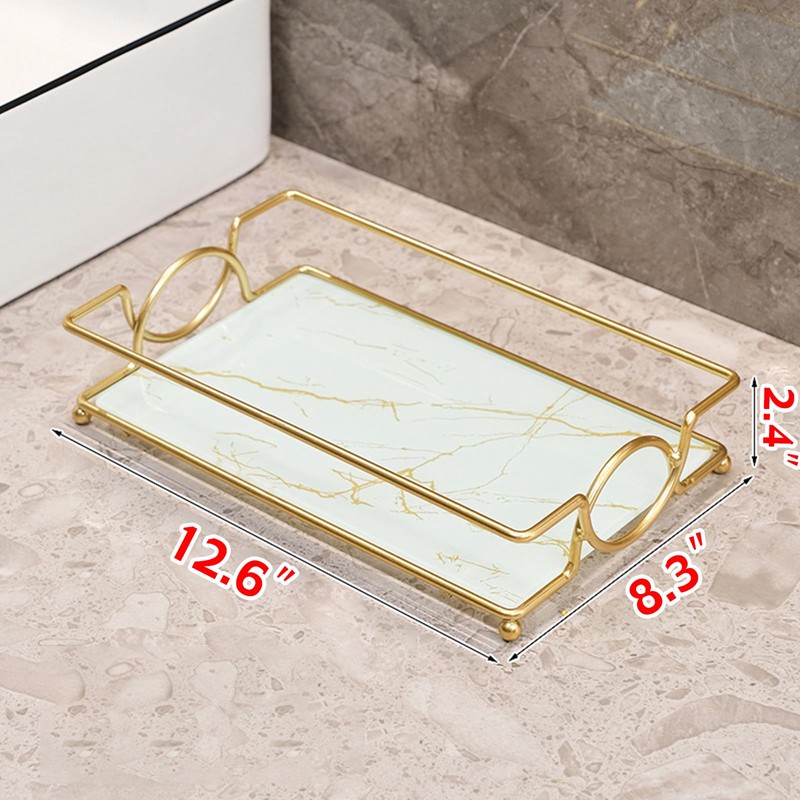 Virvia Vanity Tray Luxury Bathroom Counter Tray Glass Perfume Organizer