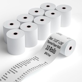 (10 Rolls) 3 1/8" x 230' Thermal Receipt Paper Rolls, BPA Free, Cash Register POS Thermal Paper Rolls, Credit Card Paper Rolls Thermal 3 1/8 in x 230 ft.