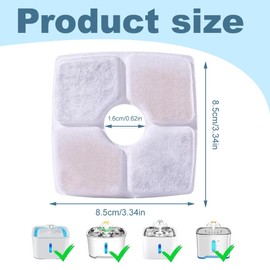 QEDBOJE 6 Stück Katzenbrunnen Filter für CatPi Trinkbrunnen, Dreifaches Filtersystem Ersatzfilter mit Aktivkohle