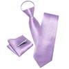 Barry.Wang Solid Color Pre-tied Ties for Men Zipper Necktie Pocket