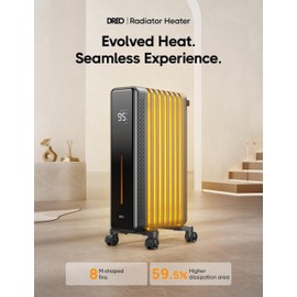 Dreo Radiator Heater, 1500W Portable Space Oil Filled with Remote Control, 4 Modes, Overheat & Tip-Over Protection, 24h Timer, Quiet, Large Space, Anti-scald Handle, Large Carpet Caster, Indoor