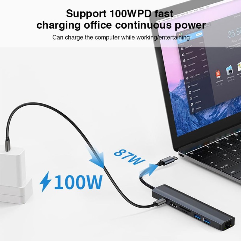 Bolwins Q18CS USB-C Hub 7-in-1, USB Type-C to HDMI 4K,