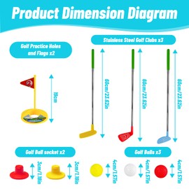 Kids Golf Clubs Toy Set - Stainless Steel Golf Toddler Games Set, Toddler Golf Set Gifts Toy Products Indoor Outdoor Toys for Boys Girls Toddlers Age 3 4 5 6