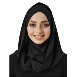 VeilWear Cotton and Shiffon headscarf instant ready to wear hijab scarf for women (Black)