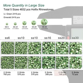 DIY Hotfix Rhinestone Kit, Green Hot Fixed Rhinestones for Clothes, 4536 Pcs Rhinestones with Tweezer and Bedazzler Glitter Heat Transfer Rhinestone for Clothing
