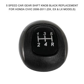 5 Speed Car Gear Shift Knob Black Replacement for Honda Civic 2006-2011 (DX, EX & LX Models)