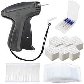 VEGCOO Tagging Gun for Clothing with 5 Needles, Black Micro Stitch Gun for Clothes with 300 Clothing Labels and 3000 1-in Barbs Fasteners, Stitchy Stitch Gun Tag Gun for Warehouse, Shops, Boutiques
