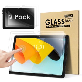 DETUOSI 2-PACK Screen Protector for BYYBUO SmartPad A10_L Tablet 10.1 inch Android Tablet, Ultra-Clear/Case-Friendly/Touch Sensitive/Bubble Free/Anti-Scratch Tempered Glass Mica para ‎