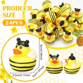 Jexine 24 Pieces Rubber Ducks 4 Styles Rubber Ducks Toys Fun and Adorable Toy Duck Ducks Gifts Birthday Party Duck Bathtub Toys Floating Duck Classroom Reward Gift Bag Filler (Bee Style)