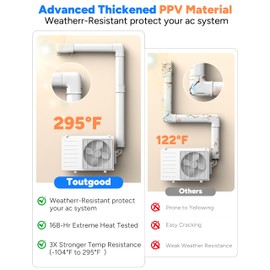 Toutgood Flat Elbow, Flexible Level Bend Cover Line Set Cover Kit Accessories for Ductless Air Conditioners and Heat Pumps, PVC Decorative Upgraded UV-Proof Strong& Durable (3" Fixed)
