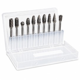 10PCS Carbide Burr Set 1/8 Inch Shank Rotary Tool Bits for Wood Metal Carving, Engraving & Grinding