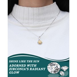You are My Sunshine Necklace Sunflower Jewelry for Women - 925 Sterling Silver Infinity Spinner Sun Flower CZ Pendant Necklace Birthday Mother's Day Gifts for Couples Mother Daughter Chain 18"+2"