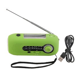 Emergency Radio Type C Portable IPX3 Waterproof Hand Crank Solar Radio with 5 LEDs Flashlight for Outdoor Camping Green