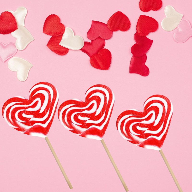 Fruidles Six-Pack 80-Gram Jumbo Heart Swirl Lollipop Red and White