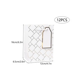 12Pcs 6.3 Inches Small White Gift Bags with Gift Tags White Party Bags with Handles