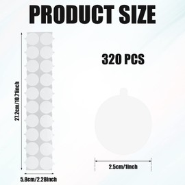 320pcs/1 Inch Double Sided Adhesive Dots, Clear Adhesive Dots Wax Seals Strong-Adhesion Glue Point Removable for Craft DIY Art Festival Deco