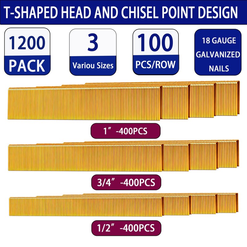 HW HAMWOO 18 Gauge by 1/2 to 1 in Multi-Pack