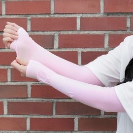 Colored Cooling Arm Sleeves for Women, UV Protection Awesome Hand-Covering Type Cooling Arm Sleeves Pink 3ea