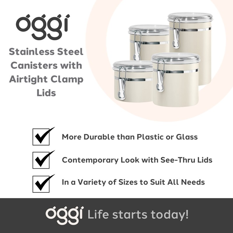 Oggi Stainless Steel Kitchen Canister 26 fl oz, Gray -