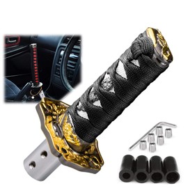 EZAUTO WRAP 10cm Black White Shift Knob Samurai Sword Alloy Katana with Adapter Universal