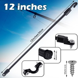 Gejoy 8 Sets Rod Strap Holder Boat Deck Rod Straps Rod Tamer Straps Fishing Rod Hold Down Straps Deck Mount Connector Boat Fishing Rod Straps Deck Mount Straps for Fishing Boat Kayak (12 Inch), black