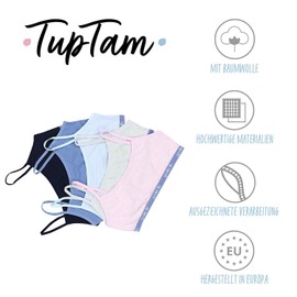 TupTam Girls' Bustier with Spaghetti Straps Pack of 5, Sportive Life Dark Blue Pink