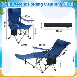 Yuntau 2 Set Reclining Camping Chair with Umbrella Clamp, Adjustable Beach Chair with Foot Rest, SPF 50+, Folding Shade Camping Lounger Recliner for Adult Outdoor(Black,Blue,Oxford)