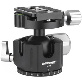 INNOREL G36 Low Profile Panoramic CNC Metal Camera Tripod Ball Head with 1/4" Arca Swiss Universal Quick Release Plate for Tripods, Monopods, DSLR Cameras, Camcorders, Max Load 20kg
