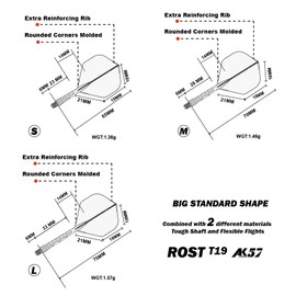 CUESOUL ROST T19 Integrated Dart Shaft and Flight, Large Standard Shape, Set of 3