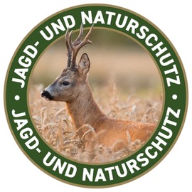 Hunting Sticker Premium Film "Hunting and Nature Protection" Roebuck with White Lettering Hunter Car - Premium Sticker, UV and Weather Resistant, 7 Year Outdoor Shelf Life, Diameter 10 cm - Made in Germany