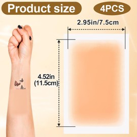 Mxxipp 4pcs Tattoo Cover Up Tape, Waterproof Sweatproof Tattoo Makeup Cover Up Patch, Ultra Thin Invisible Tattoo Cover Pad Sticker for Tattoo Scar Birthmarks Dark Spots- Fair Skin